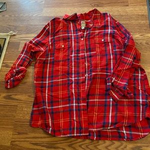 Old Navy Women's Red Plaid Shirt Size XXL